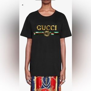 Gucci t shirt logo sequins tiger